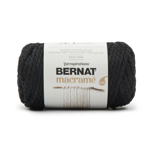 3 Pack Bernat Macrame Yarn-Black 166066-66006 - 057355486324