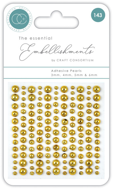 Craft Consortium Essential Adhesive Pearls 143/Pkg-Gold - EAPRL002 - 5060921930867