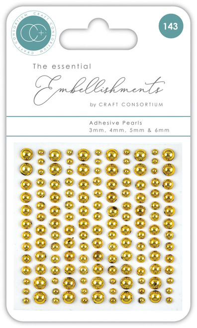 Craft Consortium Essential Adhesive Pearls 143/Pkg-Gold EAPRL002 - 5060921930867