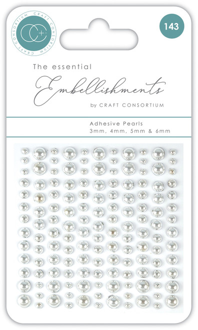 Craft Consortium Essential Adhesive Pearls 143/Pkg-Silver EAPRL003 - 5060921930874