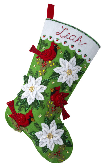 Bucilla Felt Stocking Applique Kit 18" Long-Blossoms And Birds 89554E - 046109895543