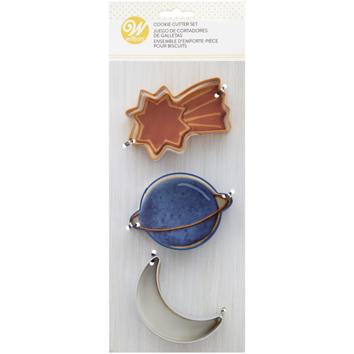 3 Pack Wilton Metal Cookie Cutter Set 3/Pkg-Shooting Star, Moon And Planet -W0800357 - 070896158529