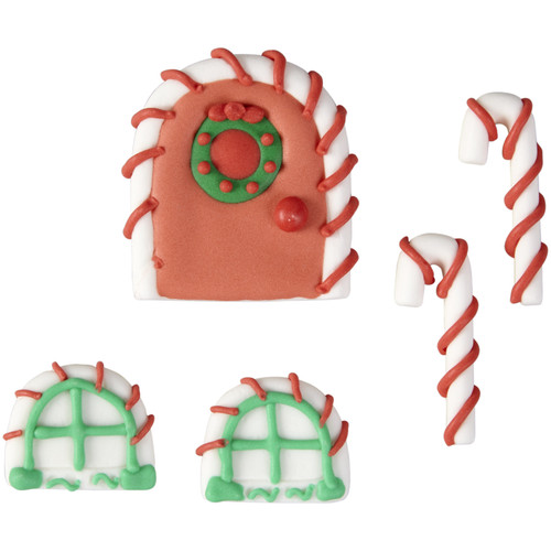 8 Pack Candy Decorations 5/Pkg-Gingerbread Door & Windows -W5813