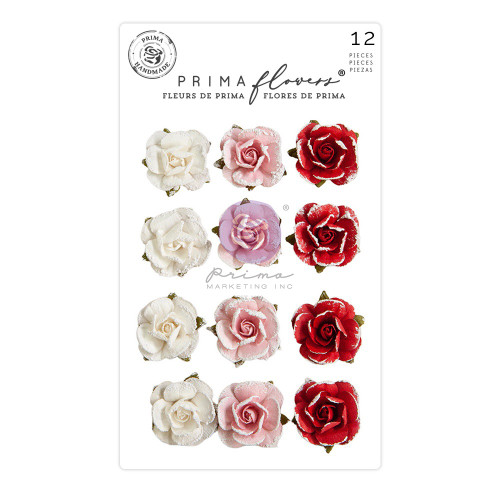 3 Pack Prima Marketing Mulberry Paper Flowers-Candy Cane/Candy Cane Lane FG661847 - 655350661847