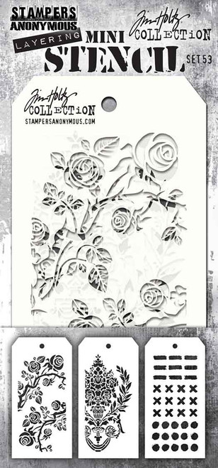 Tim Holtz Mini Layered Stencil Set 3/Pkg-Set #53 MST053 - 793888450400