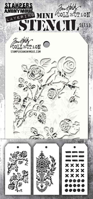 Tim Holtz Mini Layered Stencil Set 3/Pkg-Set #53 - MST053 - 793888450400