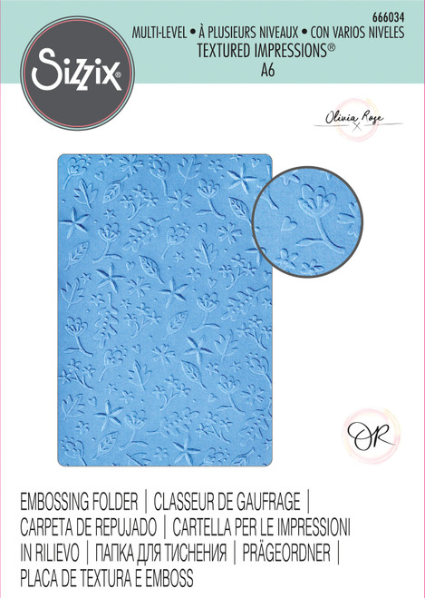 2 Pack Sizzix Multi-Level Textured Impressions Embossing Folder-Drifting Leaves By Olivia Rose 666034 - 630454282372