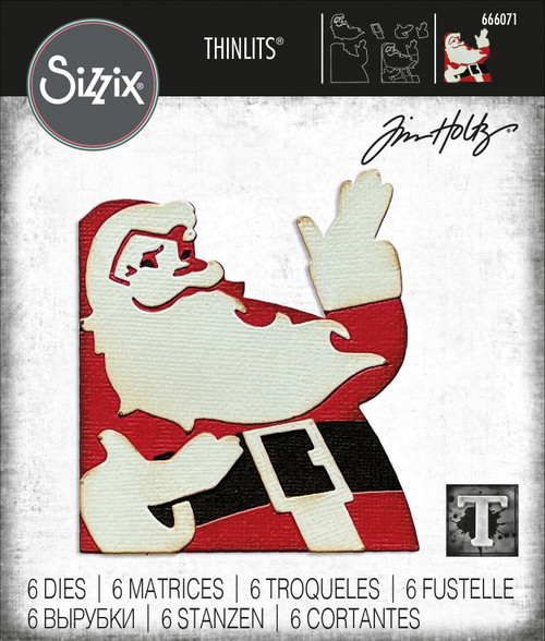 Sizzix Thinlits Dies By Tim Holtz 6/Pkg-Retro Santa 666071 - 630454282761