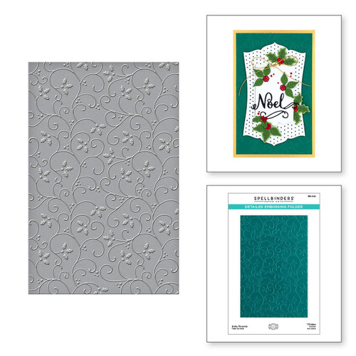 Spellbinders Embossing Folder By Becca Feeken-Holly Flourish -Christmas Flourish SES046