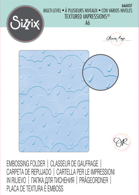 Sizzix Multi-Level Textured Impressions Embossing Folder-Rain Clouds By Olivia Rose -666037 - 630454282402