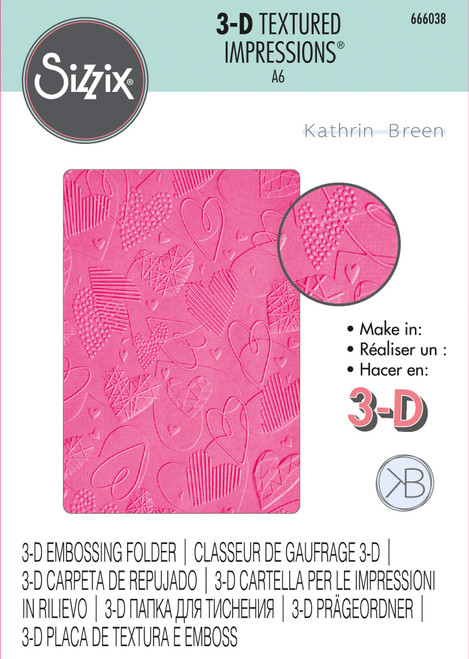 Sizzix 3D Textured Impressions By Kath Breen-Mark Making Hearts 666038 - 630454282419