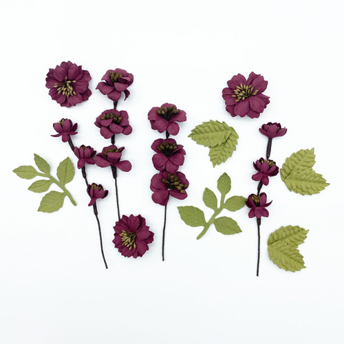 3 Pack 49 And Market Wildflowers Paper Flowers-Plum -49FMW-38459