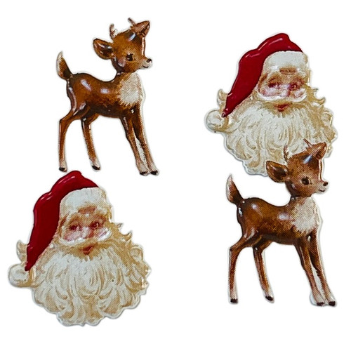 Eyelet Outlet Shape Brads 12/Pkg-Santa & Deer QBRD2-8 - 810787026007