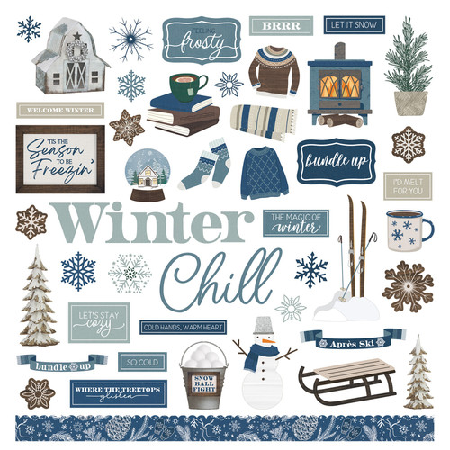 Winter Chalet Stickers 12"X12"-Elements PWIN3563 - 709388335635