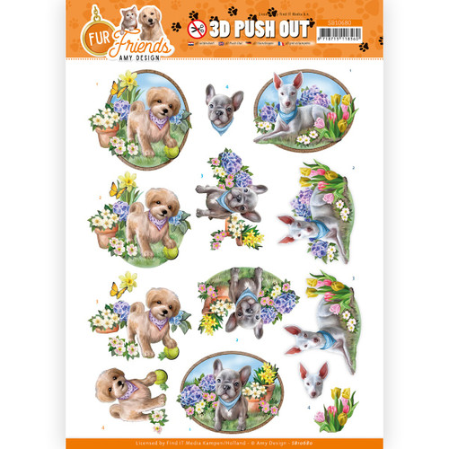 Find It Trading Amy Design Punchout Sheet-Dogs In The Garden, Fur Friends SB10680 - 8718715118560