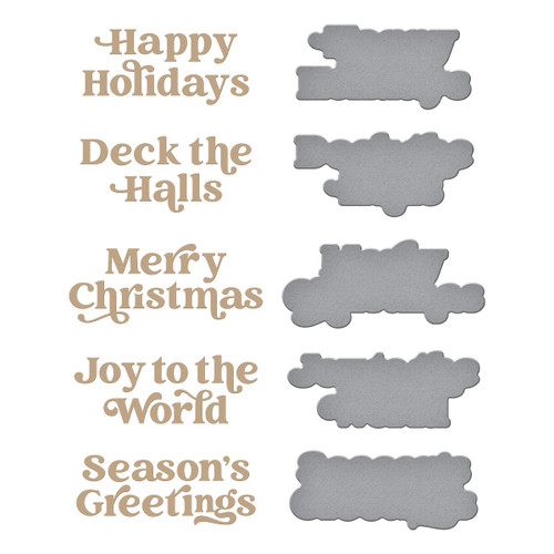 Spellbinders Glimmer Hot Foil Plate & Die By Simon Hurley-Joyful Christmas Sentiments GLP361
