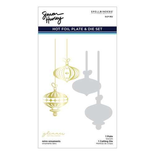 Spellbinders Glimmer Hot Foil Plate & Die By Simon Hurley-Retro Ornaments -Joyful Christmas GLP362 - 813233032119