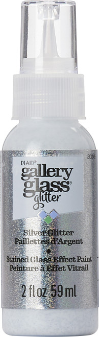 3 Pack FolkArt Gallery Glass Paint 2oz-Glitter Silver FAGG-20045 - 028995200458