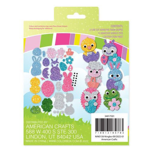 3 Pack Colorbok Bunny Boutique Glitter Foam Sticker Kit-Easter Buddies 34017501