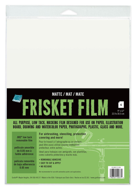 Grafix Low Tack All Purpose Frisket Film 9"X12" 6/Pkg-Matte KLM9126N - 096701140770