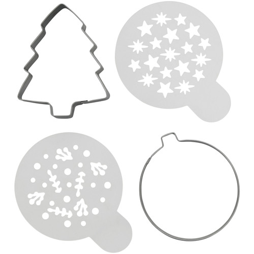 Wilton Cookie Cutter And Stencil Set 4/Pkg-Merry Christmas -W1010638