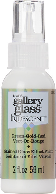 FolkArt Gallery Glass Paint 2oz-Iridescent Green/Gold/Red FAGG-19671 - 028995196713