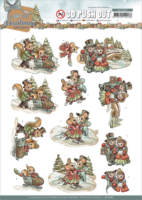 Find It Trading Yvonne Creations Punchout Sheet-Snowfun, A Gift For Christmas SB10687 - 8718715119178