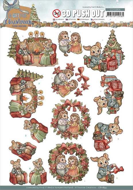 Find It Trading Yvonne Creations Punchout Sheet-Fireplace, A Gift For Christmas SB10688 - 8718715119185