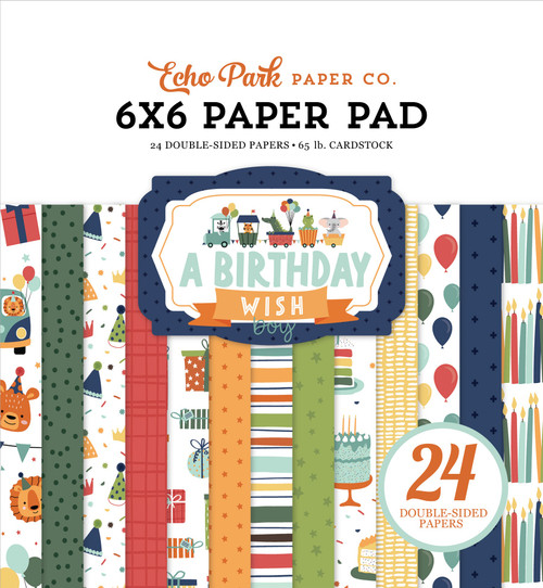 Echo Park Double-Sided Paper Pad 6"X6" 24/Pkg-A Birthday Wish Boy WB297023 - 793888126398