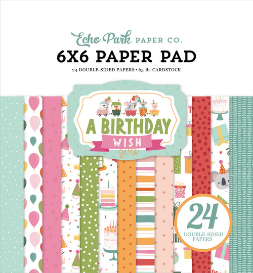 Echo Park Double-Sided Paper Pad 6"X6" 24/Pkg-A Birthday Wish Girl WG296023 - 793888123397