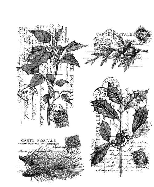 Tim Holtz Cling Stamps 7"X8.5"-Festive Collage - CMS-459 - 793888446809