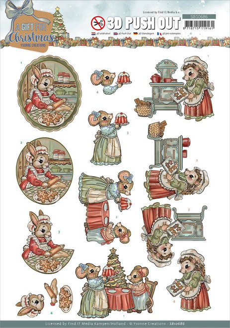 10 Pack Find It Trading Yvonne Creations Punchout Sheet-Christmas Cake, A Gift For Christmas SB10686 - 8718715119161