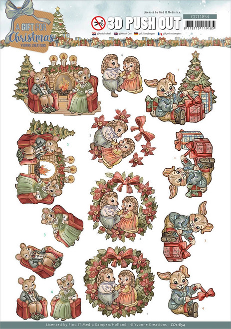 10 Pack Find It Trading Yvonne Creations Punchout Sheet-Fireplace, A Gift For Christmas SB10688 - 8718715119185