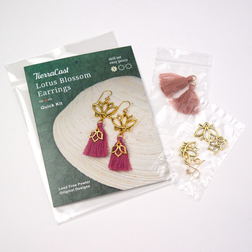 TierraCast Lotus Blossom Earrings Jewelry Making Kit-SP695700 - 841537103051