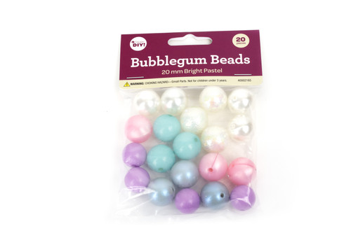 CousinDIY Bubblegum Bead 20mm 20/Pkg-Bright Pastels 40002165 - 191648126365