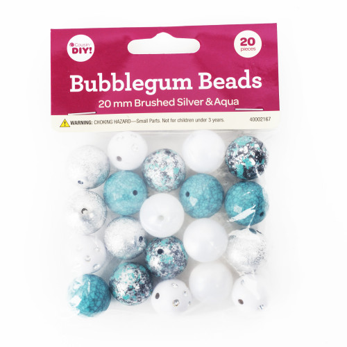 CousinDIY BUbblegum Bead 20mm 20/Pkg-Brushed Silver - 40002167 - 191648126402