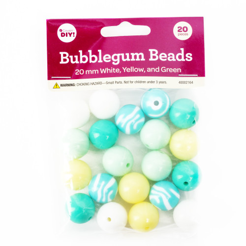 CousinDIY Bubblegum Bead 20mm 20/Pkg-Yellow Green Mix 40002164 - 191648126389