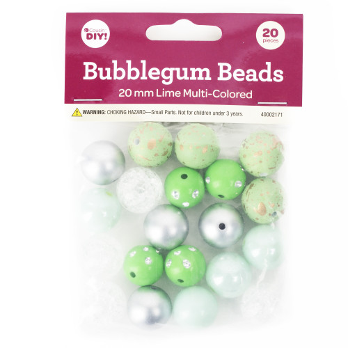 CousinDIY Bubblegum Bead 20mm 20/Pkg-Lime Mix 40002171 - 191648126464