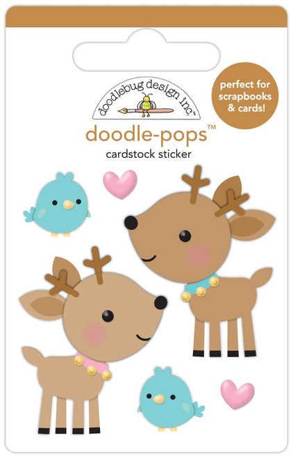 6 Pack Doodlebug Doodle-Pops 3D Stickers-Love You Deerly DP7913 - 842715079137