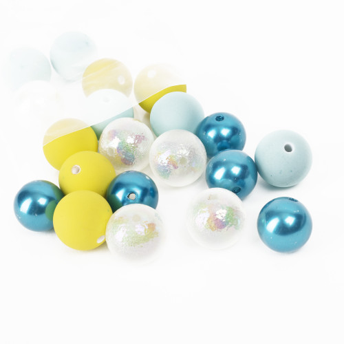 3 Pack CousinDIY Bubblegum Bead 20mm 20/Pkg-Yellow, Blue, White Mix 40002175