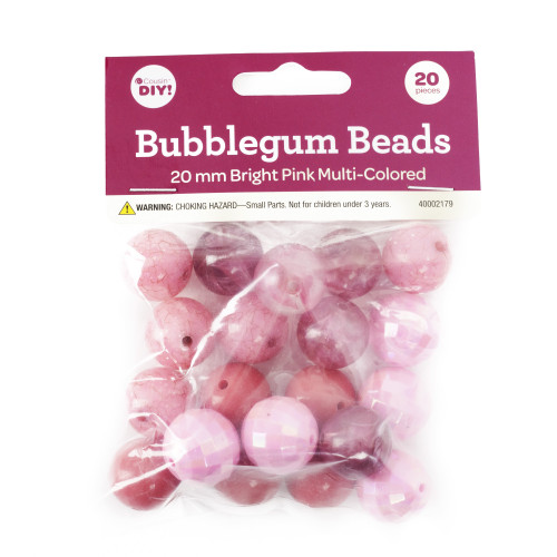 3 Pack CousinDIY Bubblegum Bead 20mm 20/Pkg-Bright Pink 40002179 - 191648126372