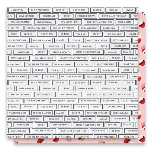 25 Pack Cupid's Sweetheart Cafe Double-Sided Cardstock 12"X12"-Sweet Sentiments PPCSC12-3459 - 709388334591