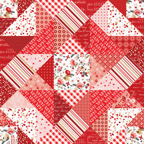 25 Pack Cupid's Sweetheart Cafe Double-Sided Cardstock 12"X12"-Quilt from Cupid PPCSC12-3460