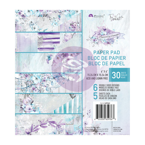 3 Pack - Prima Marketing Double-Sided Paper Pad 6"X6" 30/Pkg-Aquarelle Dreams - P659363 - 655350659363 3 Pack - Prima Marketing Double-Sided Paper Pad 6"X6" 30/Pkg-Aquarelle Dreams - P659363 - 655350659363