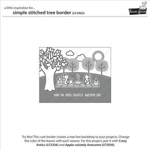 Lawn Cuts Custom Craft Die-Simple Stitched Tree Border LF2963