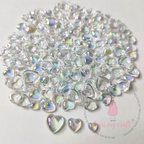 3 Pack - Dress My Craft Water Droplet Embellishments 8g-Rainbow Heart - Assorted Sizes - DMCF5079 - 194186017782