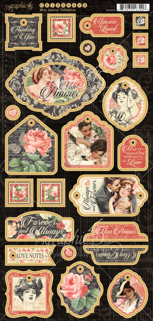 3 Pack Graphic 45 Collector's Edition Chipboard Die-Cuts 6"X12"-Mon Amor G4502539 - 810070163006