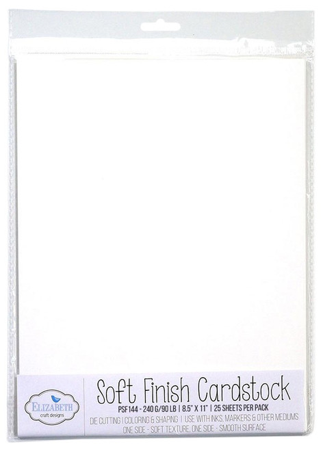 Elizabeth Craft Soft Finish Cardstock 8.5"X11" 25/Pkg-White - PSF144 - 810003535573