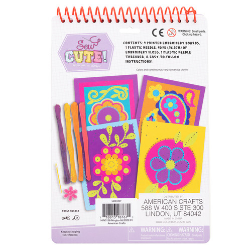 Colorbok Sew Cute Em-Broad-Ery Kit-Flowers 34003397