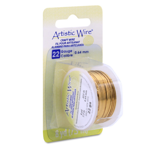 Artistic Wire 22 Gauge 8yd-Non-Tarnish Brass 22AWG-NTB - 656156970713